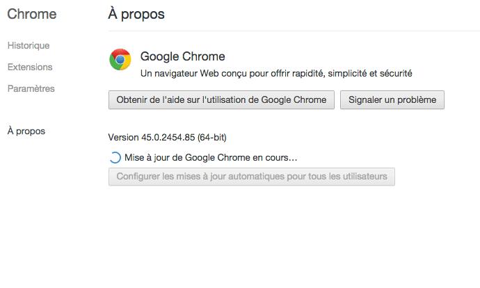 Supression message google chrome plus supporté MAC OS X