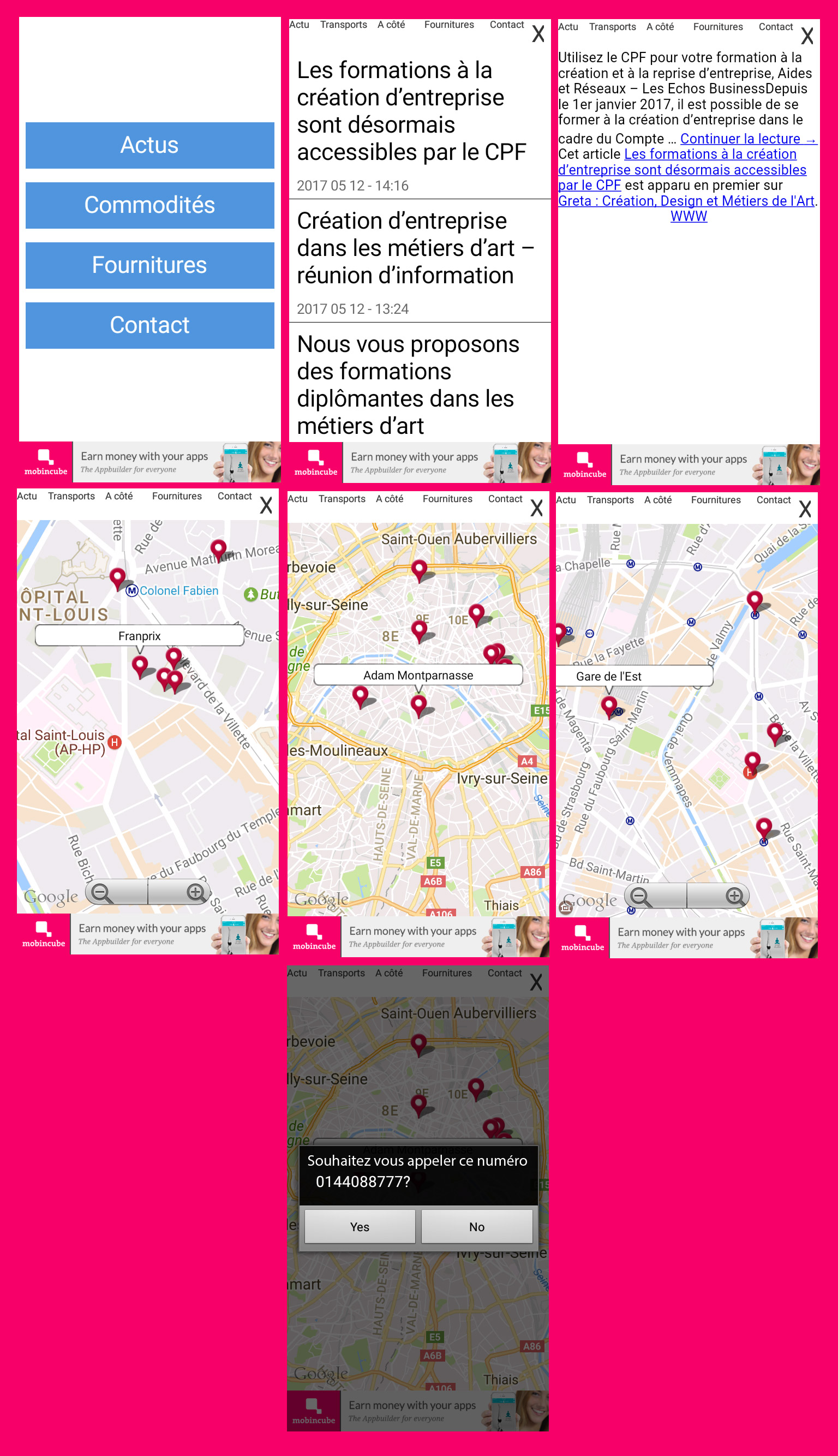 Application android iphone formation entreprise guide proximité