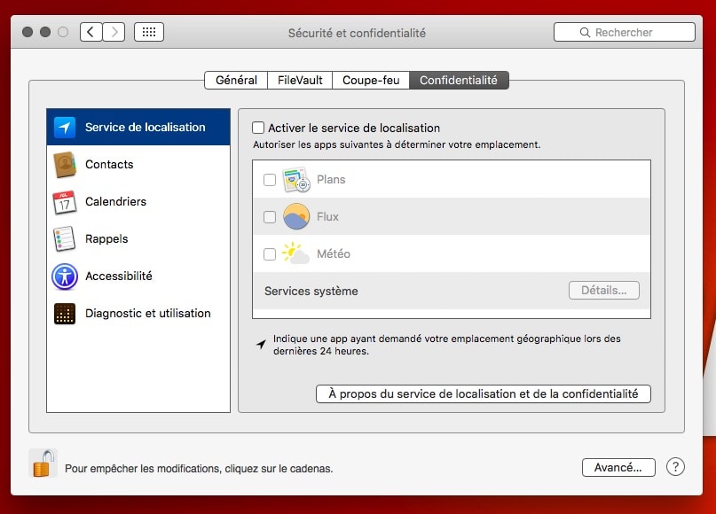 Comment désactiver géolocalisation macbook macbookpro