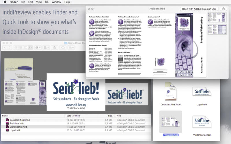 Solution aperçu fichier indesign mac