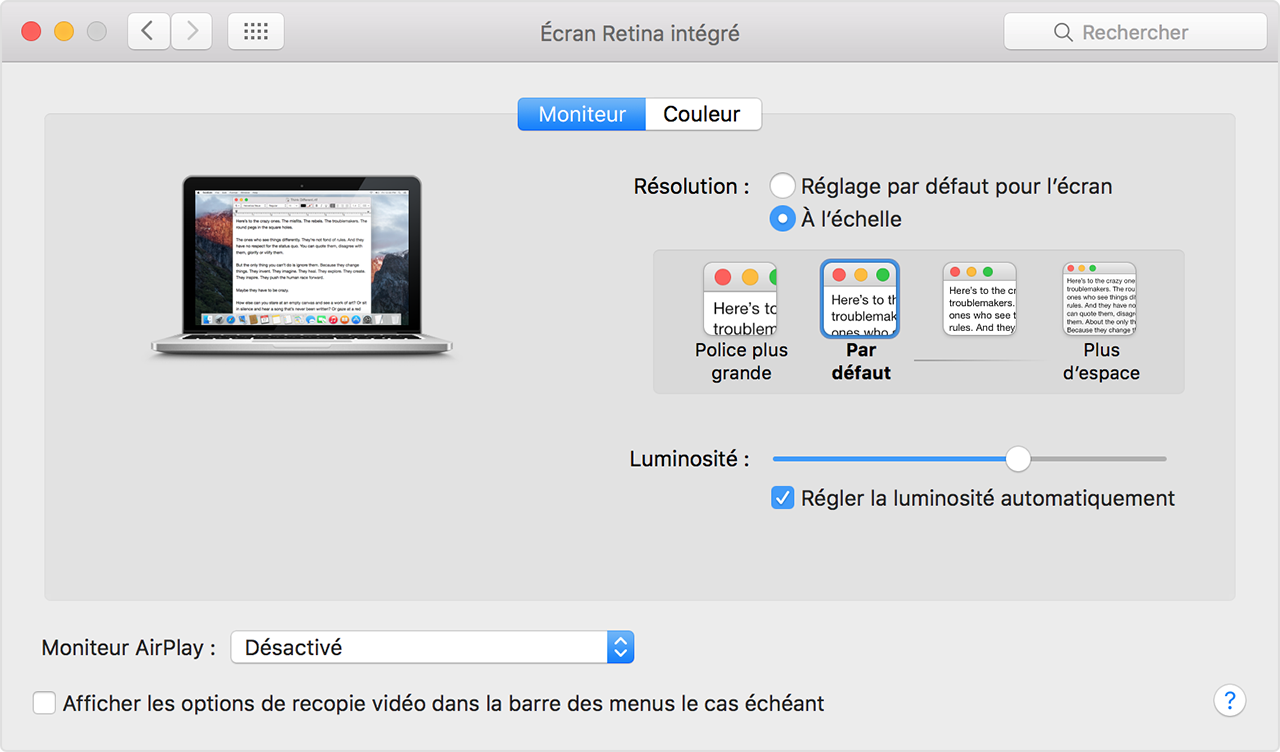 MacBook résolution overclock écran solution
