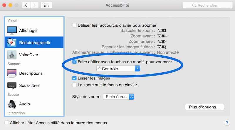 Comment activer le zoom Mac OS X