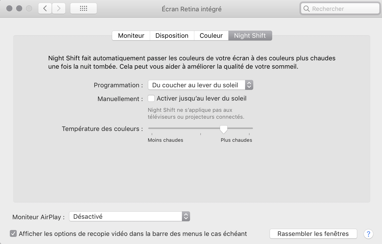 preferences application reglages lever coucher soleil