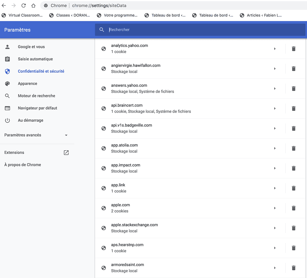 Solution supprimer cache un site chrome