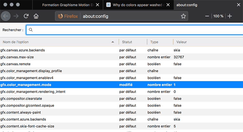 Solution problème Firefox couleurs différentes Chrome