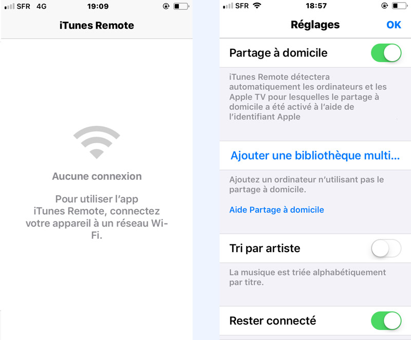 Télécommande iPhone application gratuite musique iTunes films