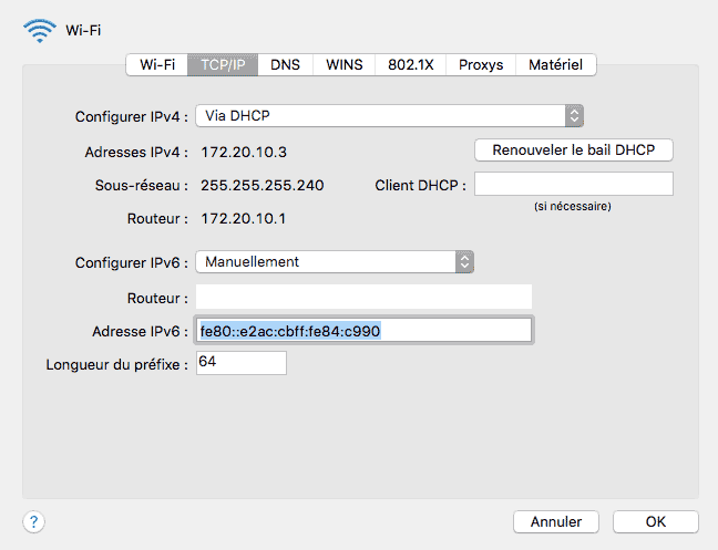 Wifi comment désactiver IVP6 problème