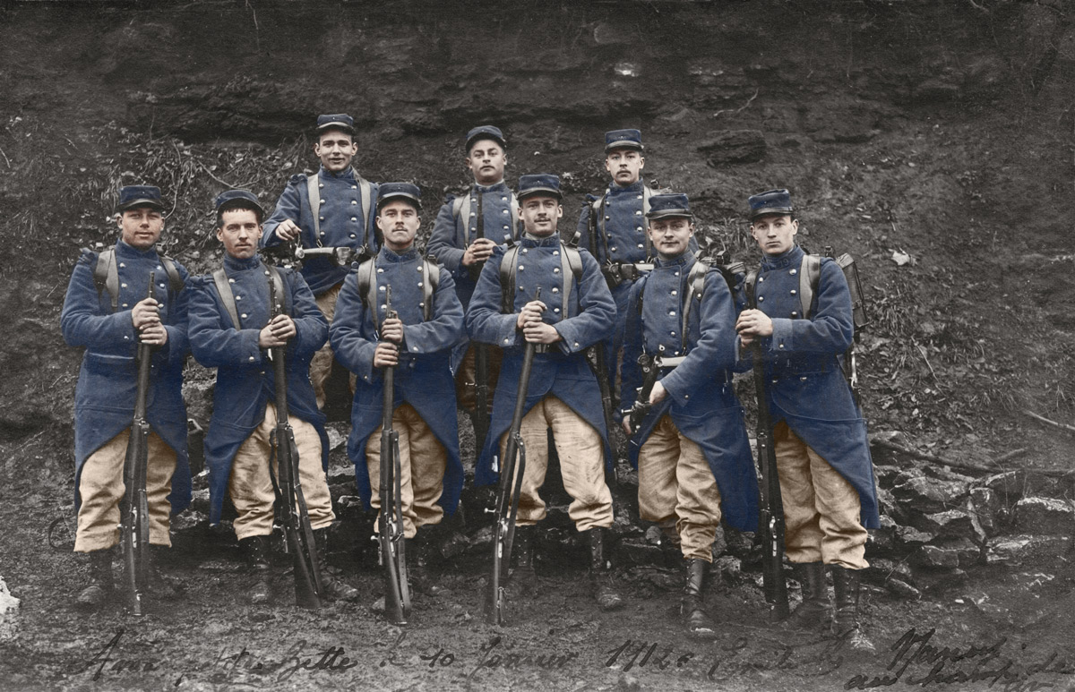 Soldats guerre mondiale photo régiment photo  historique colorisée