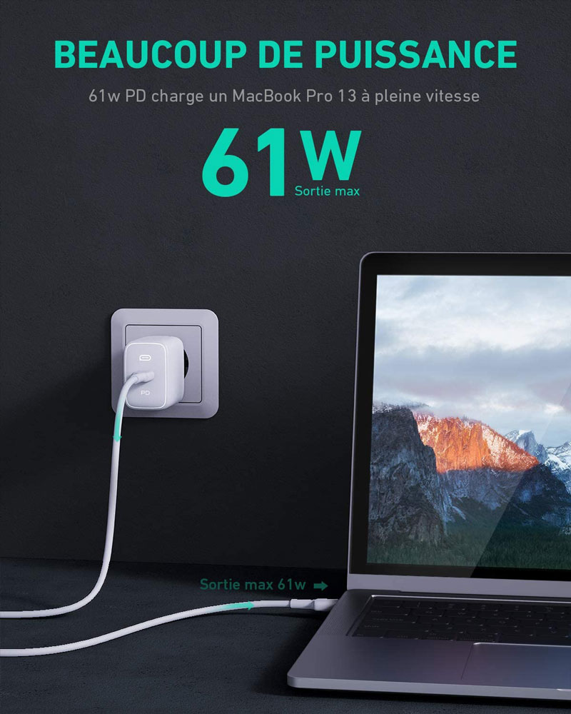 Chargeur rapide léger macbookpro13