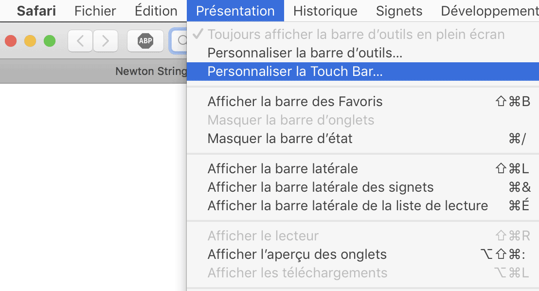 Comment personnaliser touchbar macbookpro