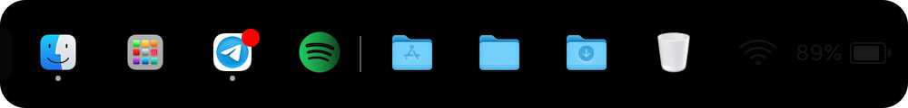 Touchbar raccourci applications Dock