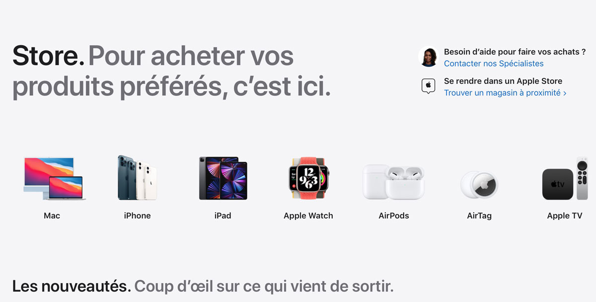 Nouvelle rubrique site Apple