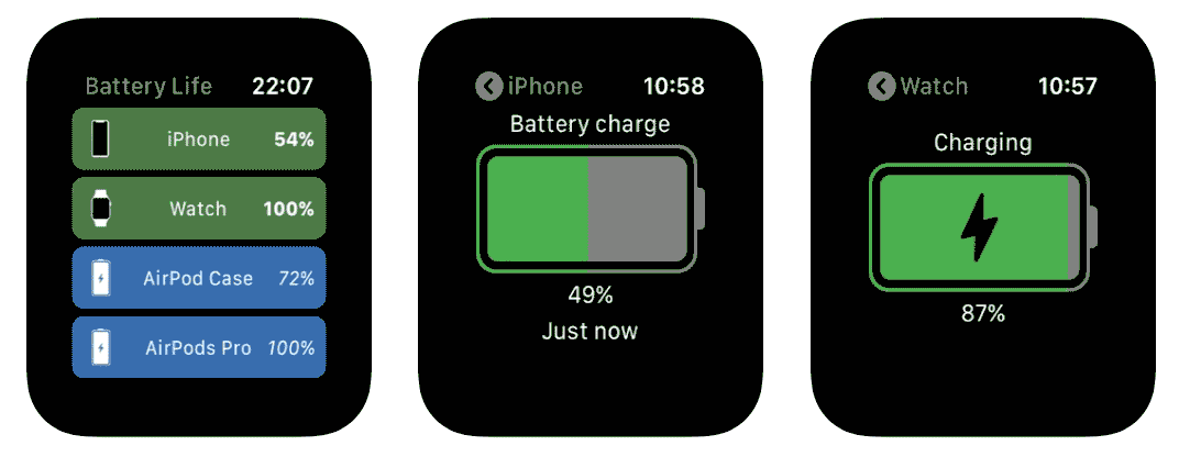 AppleWatch App niveau batterie iPhone