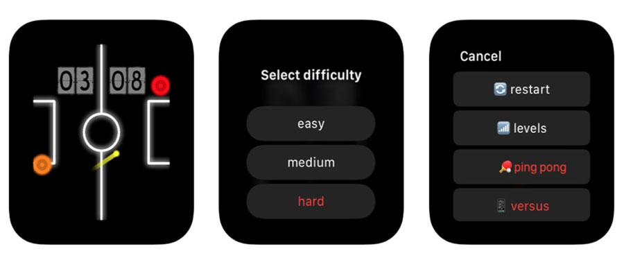 Jeu Pong gratuit Apple Watch
