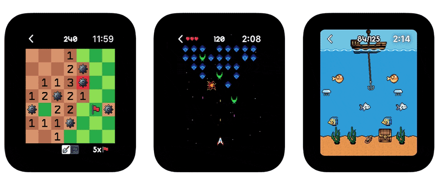 APPLEWATCH jeux Space-Invaders flipper
