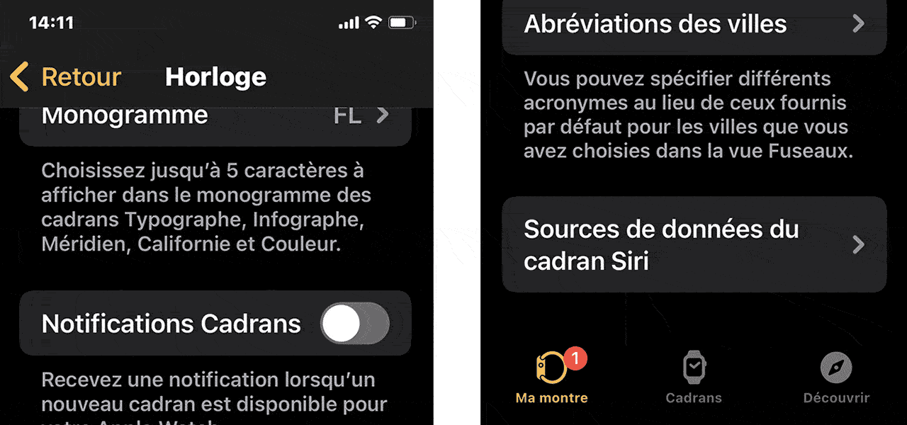 Solution personnalisation écran Siri APPLEWATCH