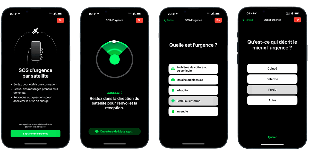 IPHONE connexion satellite appel secours