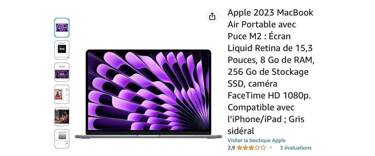 Réduction macbookair 15