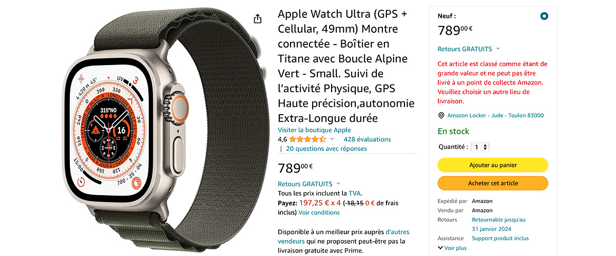 Promotion prix applewatchultra