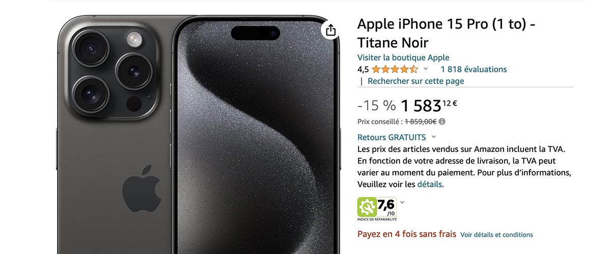 Promo réduction iPhone15pro