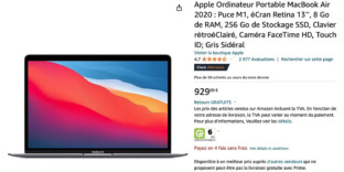 Réduction macBookAir m1 929 €